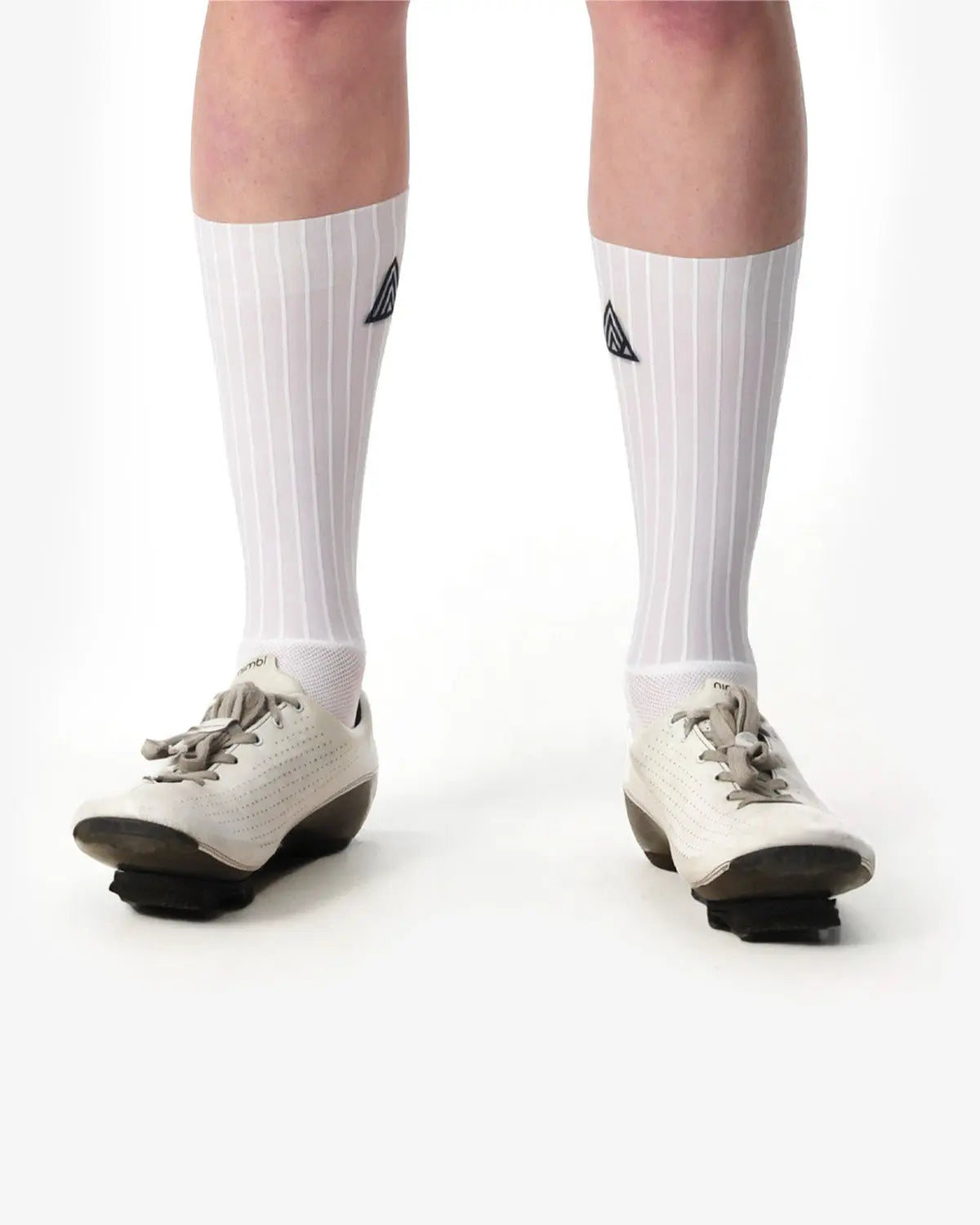 Pair of Rule 28 One Aero Socks in white, for 8W aerodynamic savings in cycling.
