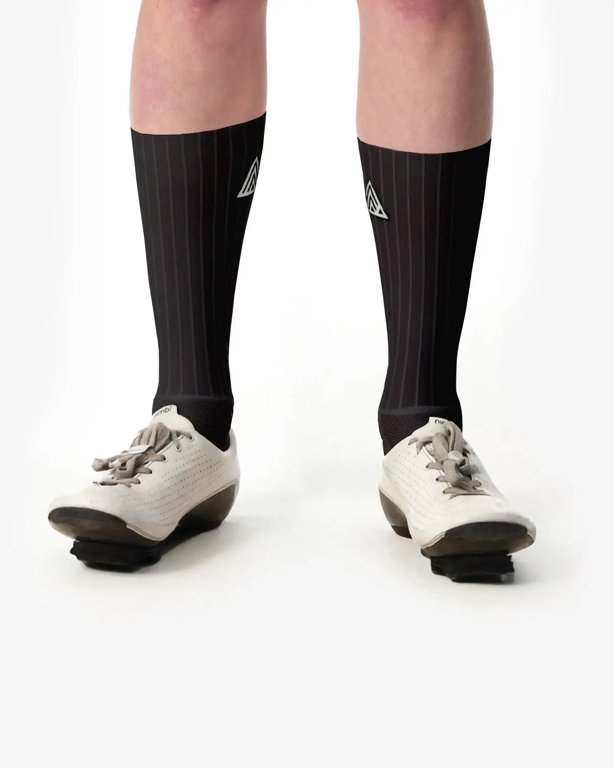 Pair of Rule 28 One Aero Socks in black for 8W aerodynamic savings in cycling.